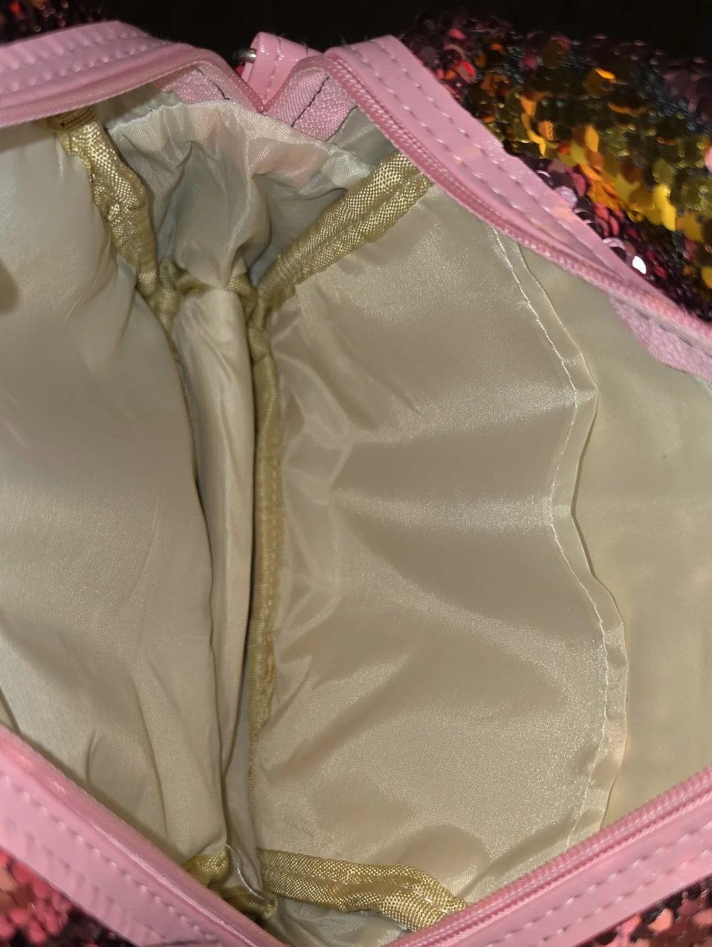Pink And Gold Sequined Girls Youth Mini Backpack. Good Condition